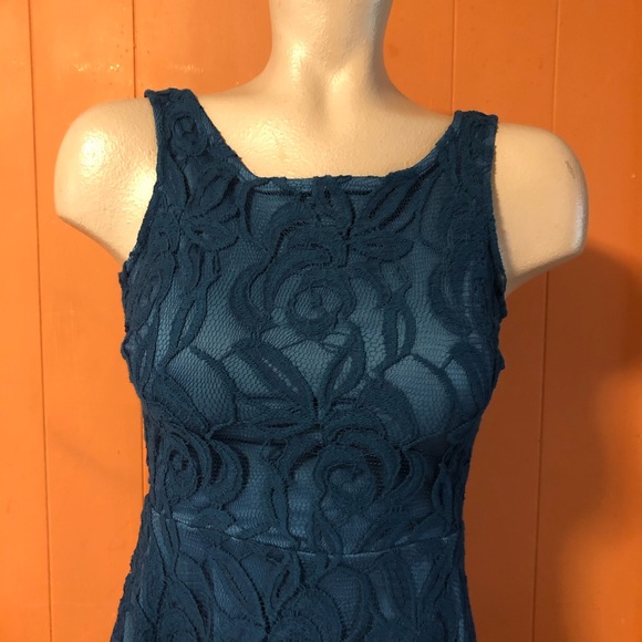 Altar’d State Lace Overlay Dress teal, size XS - Picture 6 of 8